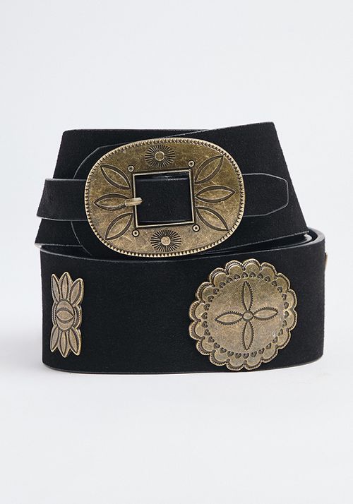 Cinturon de gamuza con hebillas diseño piel