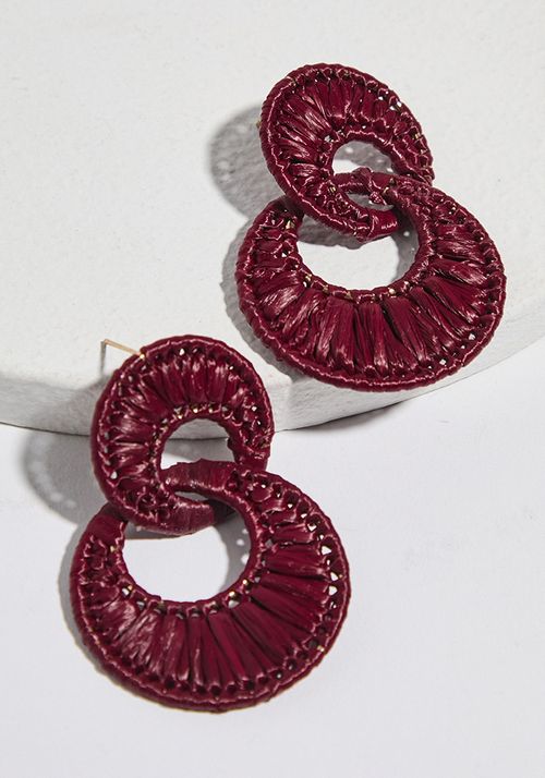 Aros colgantes circulares de raffia