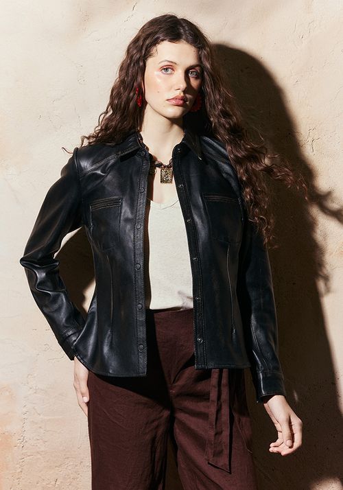 Blusa Camisera, Cuero Desgastado